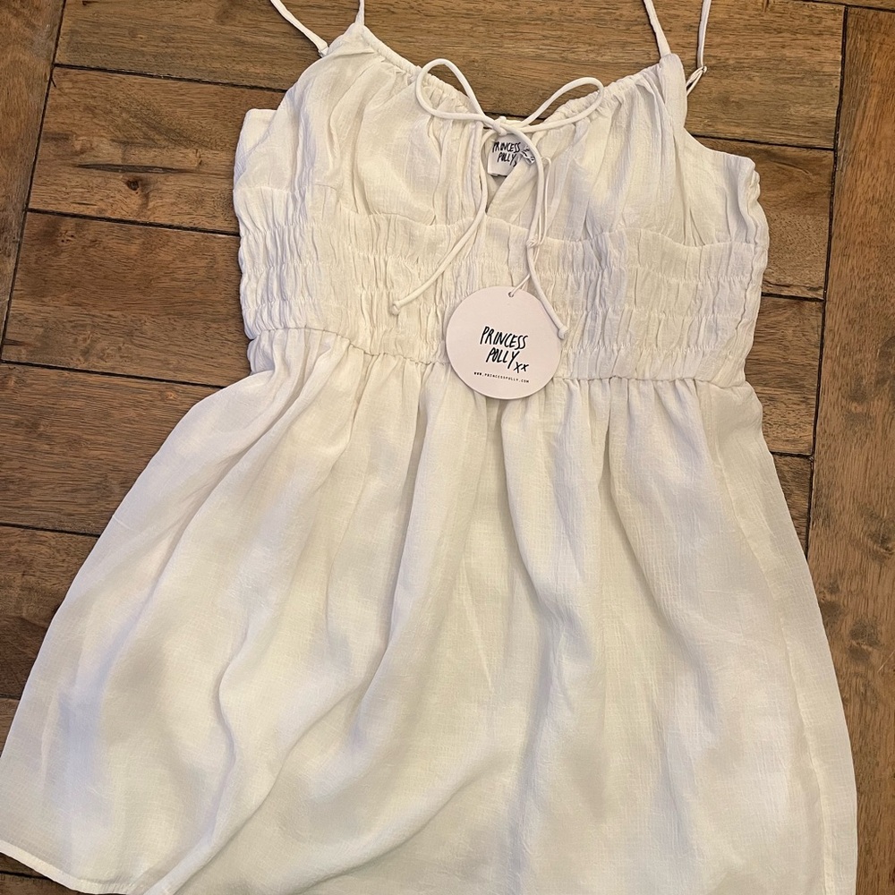 NWT White Boho Mini Dress Size 12 - Picture 2 of 13